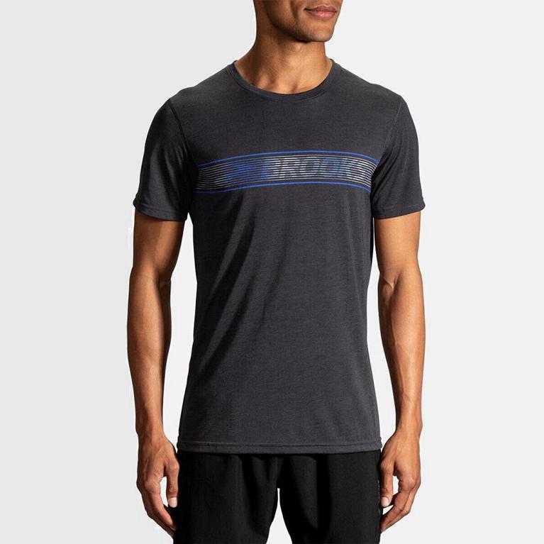 Brooks Distance Graphic - Camisetas Manga Corta Hombre - Gris (FS3721895)